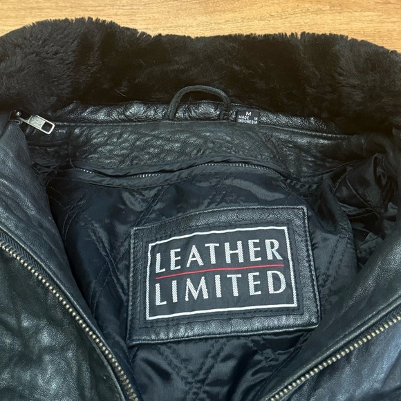 Vintage 90s Leather Limited Belted Jacket - Picture 3 of 7